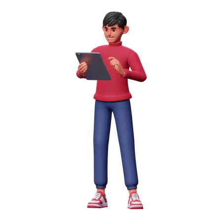 Mann mit Laptop  3D Illustration