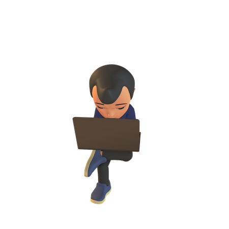 Mann mit Laptop  3D Illustration