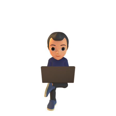 Mann mit Laptop  3D Illustration