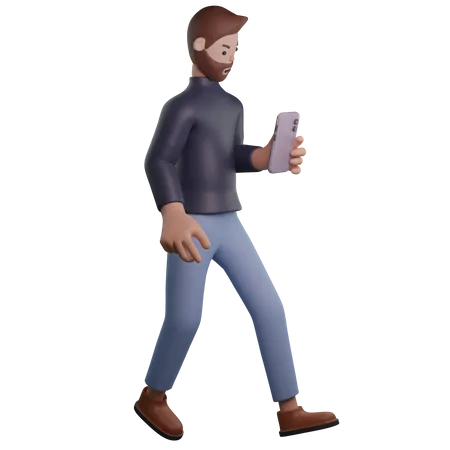 Mann mit Smartphone  3D Illustration