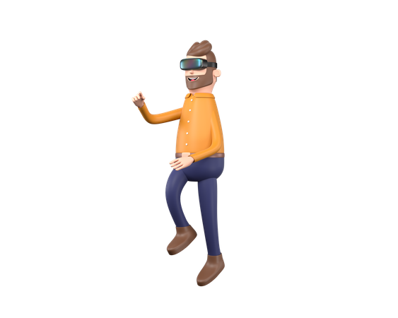 Mann schaut in VR zu  3D Illustration