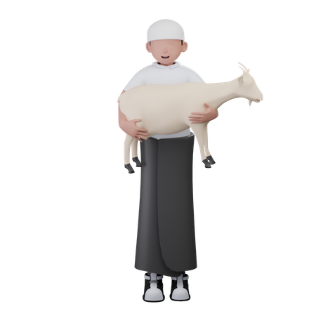 Mann bringt Ziege  3D Icon