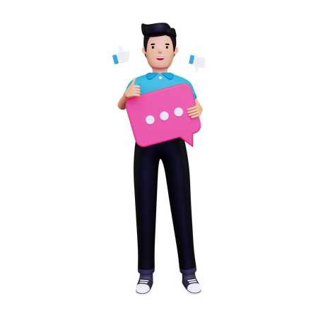 Mann chattet in sozialen Medien  3D Icon