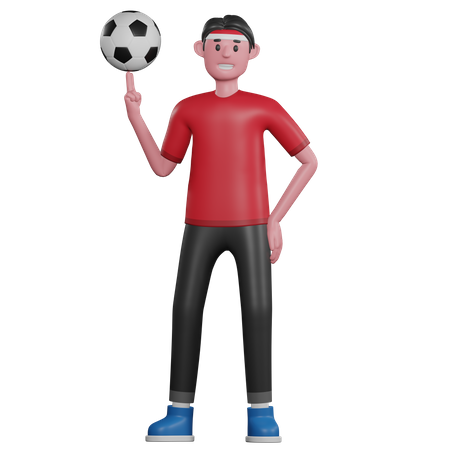 Mann dreht einen Ball  3D Illustration