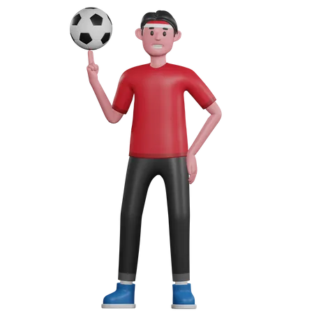 Mann dreht einen Ball  3D Illustration