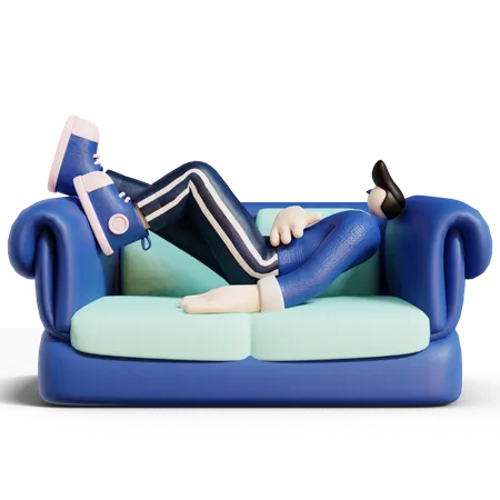 Mann entspannt auf dem Sofa  3D Illustration