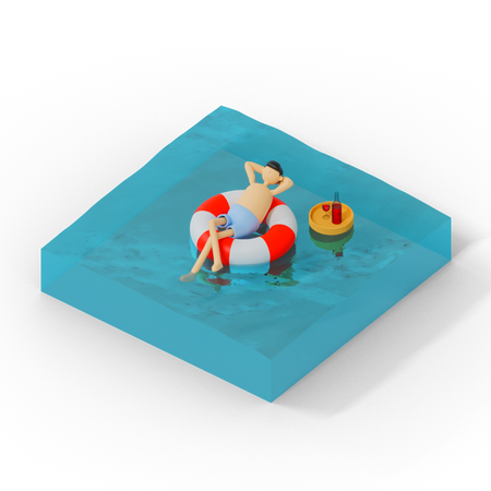 Mann entspannt im Schwimmbad  3D Illustration