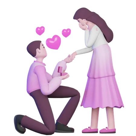 Mann tut Valentinstag  3D Illustration