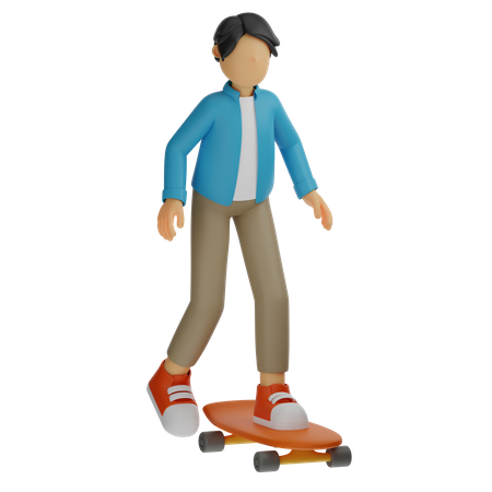 Mann reitet auf Skateboard  3D Illustration