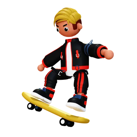 Mann fährt Skateboard  3D Illustration