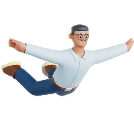 Mann fliegen Pose  3D Illustration