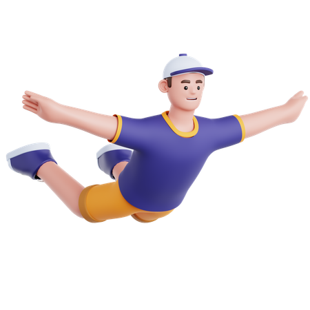 Mann fliegen Pose  3D Illustration