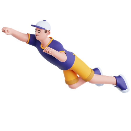 Mann fliegen Pose  3D Illustration