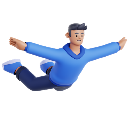 Mann fliegen Pose  3D Illustration