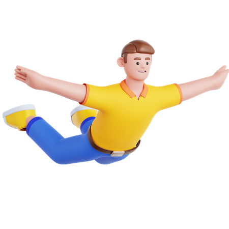 Mann fliegen Pose  3D Illustration