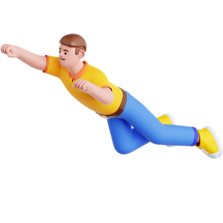 Mann fliegen Pose  3D Illustration