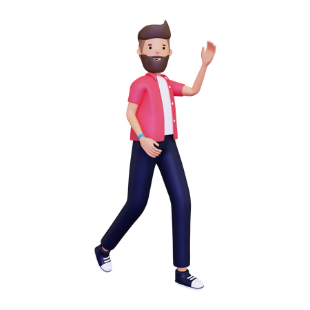 Mann geht und sagt Hallo 3D Icon