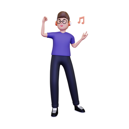 Mann genießt Musik  3D Icon