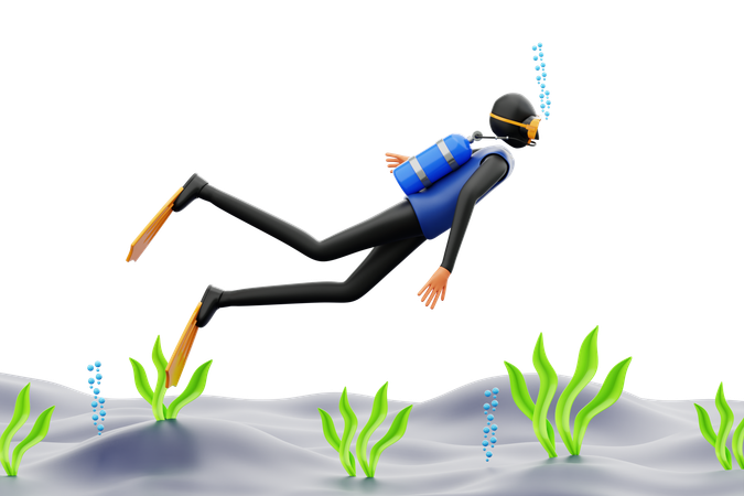 Mann genießt Tauchen unter Wasser  3D Icon
