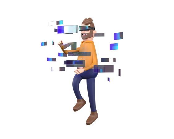 Mann genießt virtuelle Realität  3D Icon