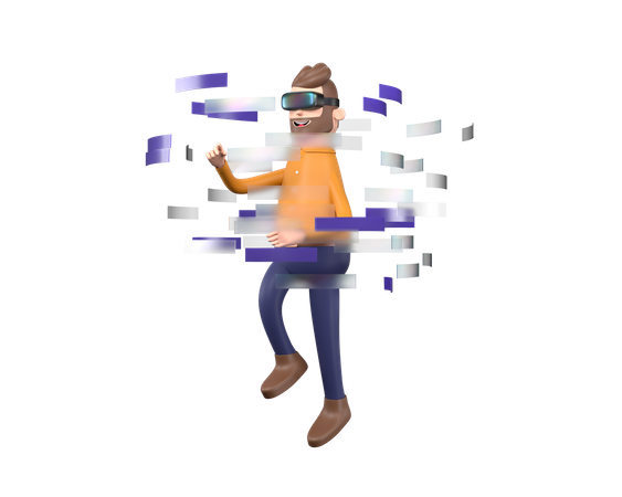 Mann genießt virtuelle Realität  3D Icon