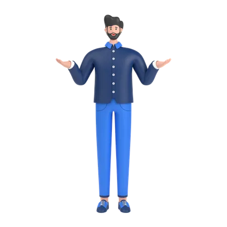 Mann in verwirrender Pose  3D Illustration