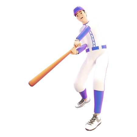 Mann hält Baseballschläger  3D Illustration