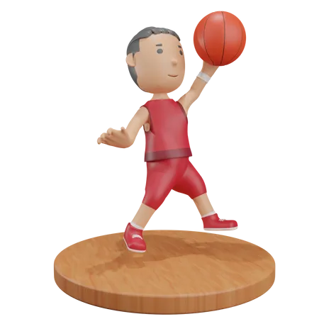 Mann hält Basketball  3D Illustration