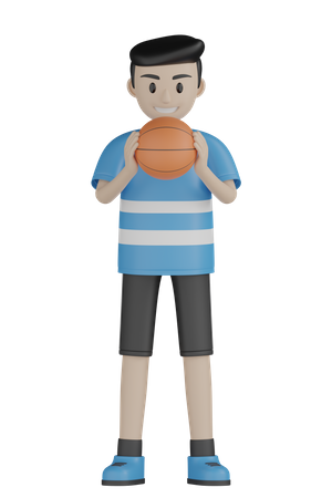 Mann hält Basketball  3D Illustration