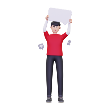 Mann hält eine Chat-Blase  3D Icon