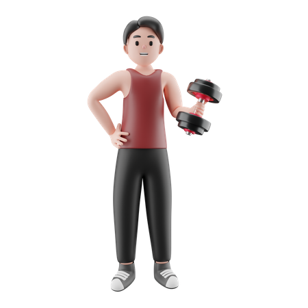 Mann mit Hantel  3D Illustration