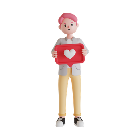 Mann mit Herzschild  3D Illustration