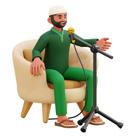 Mann hält islamische Predigt  3D Illustration