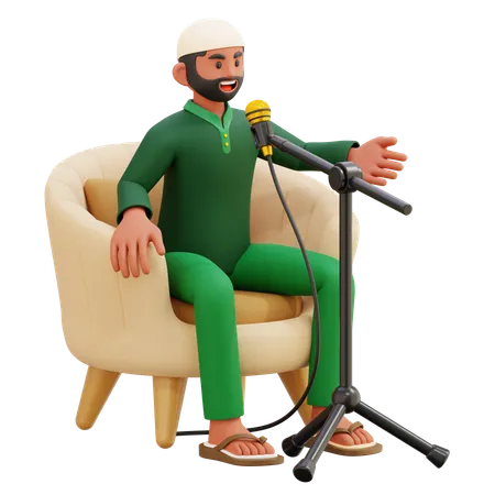 Mann hält islamische Predigt  3D Illustration