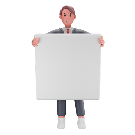 Mann hält leeres Brett  3D Icon