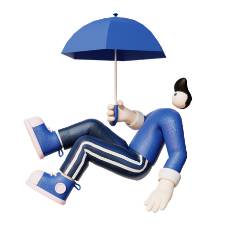 Mann hält Regenschirm  3D Illustration