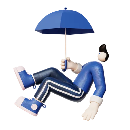Mann hält Regenschirm  3D Illustration
