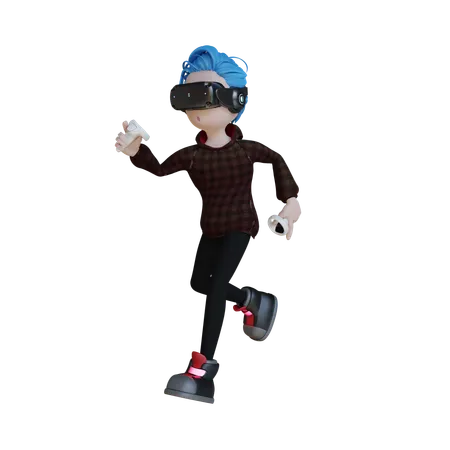 Mann hält VR-Controller  3D Icon
