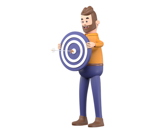Mann hält Zielscheibe  3D Icon
