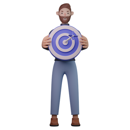 Mann hält Zielscheibe  3D Icon