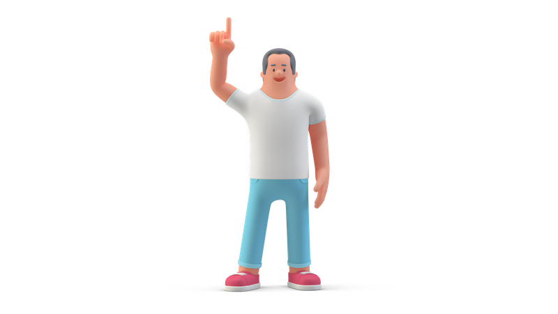 Mann hebt Finger  3D Icon