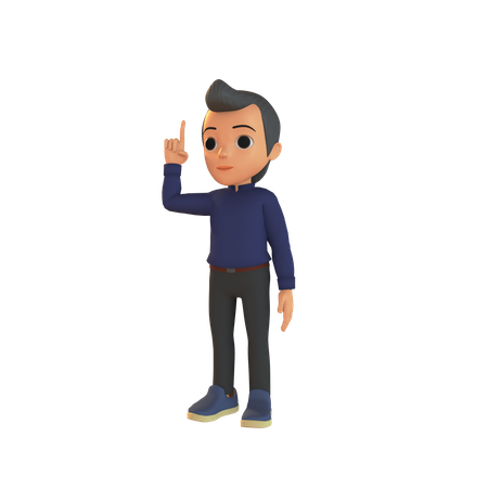 Mann hebt Finger  3D Illustration