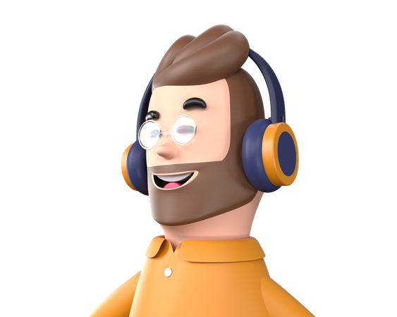 Mann hört Musik  3D Illustration