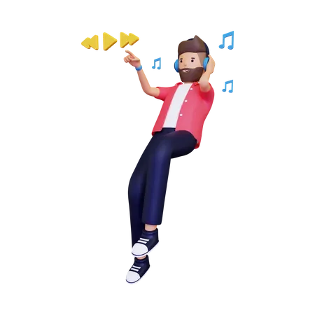 Mann hört Musik  3D Illustration