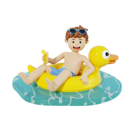 Mann im schwimmenden Ring  3D Illustration