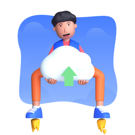 Mann lädt Daten auf Clod hoch  3D Icon