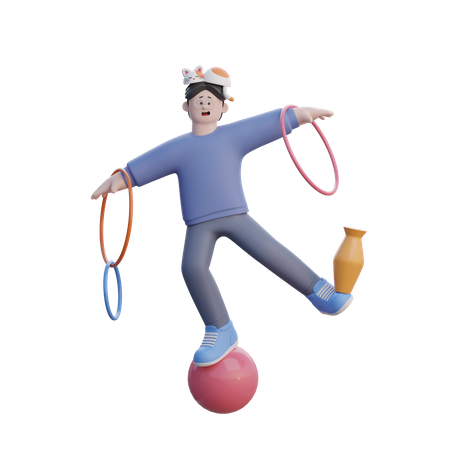 Mann macht Akrobatik  3D Icon