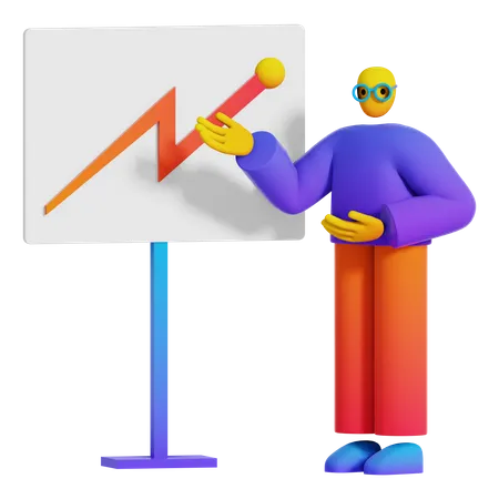 Mann macht Analyse Präsentation  3D Illustration