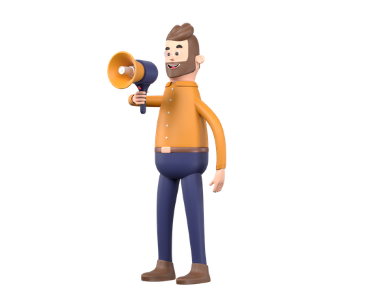 Mann macht Ankündigung mit Megafon  3D Icon