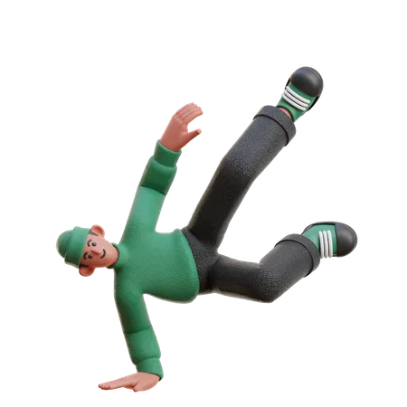 Mann macht Breakdance  3D Illustration